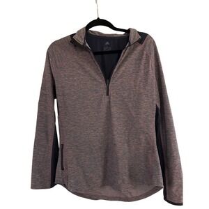 Adidas Womens‎ Long Sleeve 1/4 Zip Athletic Pullover Heathered Gray Pink Size M